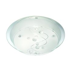 Flush 25cm Round 1 Light - Clear Beads On Glass