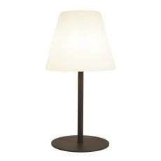 LED Outdoor Table Lamp, Dark Grey, White Pc Tapered Shade