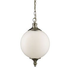 Avalon - 1 Light Pendant, Antique Brass, Opal Glass