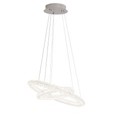Circle LED 2 Ring Ceiling Pendant, Chrome, Clear Crystal