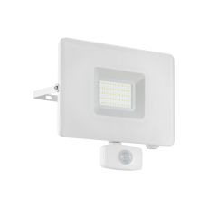 Faedo 3, 1 Light 50W LED Outdoor IP44 PIR Sensor Wall Light White With Clear Glass