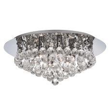 Hanna 6 Light Chrome Flush Ceiling Light Crystal Ball G9