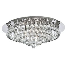 Hanna 8 Light Chrome Flush Ceiling Light Crystal Ball G9