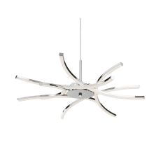 Dimmable Bardot Modern 6 Light LED Ceiling Pendant, Curved Chrome Arms