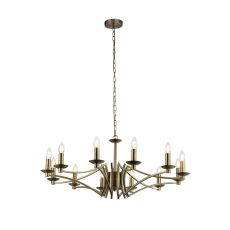 12 Light E14 Ceiling Pendant In Antique Brass