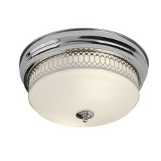 Edinburgh 2 Light Flush - Chrome With Opal Glass. IP44