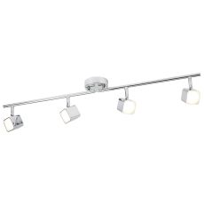 Dimmable Quad 4 Light LED Square Head Spot Split-Bar, Chrome