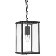 Lantern 1 Light Rectangle Black/Clear Glass