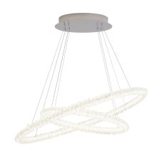 Circle LED 2 Oval Ring Ceiling Pendant, Chrome, Clear Crystal