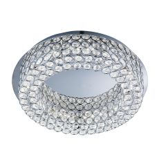 Dimmable Vesta LED Ceiling Flush, Chrome, Clear Crystal Buttoms