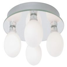 Global - IP44 (G9 LED) 4 Light Ceiling, Opal Glass, Chrome