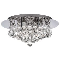 Bathroom- IP44 (G9 LED) 4 Light Chrome Flush Ceiling Light Crystal Ball