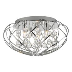 Riya 3 Light G9 Polished Chrome Flush Fitting With Round Crystal Balls