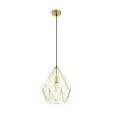 Carlton 1 Light E27 Gold Adjustable Pendant With Black Susupension Cable