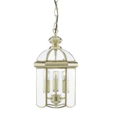 Lantern Polished Brass Bevelled Glass Domed 3 Light