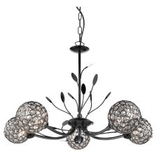 Bellis II - 5 Light Ceiling, Black Chrome, Clear Glass Deco Shade