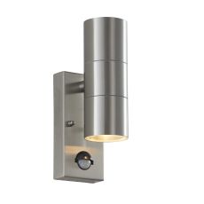Endon EL-40062 Canon Double Outdoor PIR Wall Light Polished Stainless Steel/Polished Chrome Finish