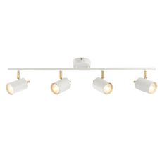 Gull 4 Light 3.5W LED 3000K GU10 Matt White & Satin Gold Bar Surface Ceiling Spotlight