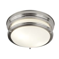 Edinburgh 2 Light Flush - Satin Silver With Opal Glass IP44