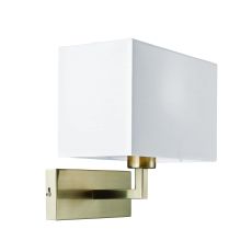 Piccolo 1 Light E27 Satin Nickel Wall Light With Rocker Switch C/W Rectangular White Shade