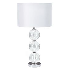 Table Lamp (Single) - Clear Glass Ball Stacked Base, White Shade