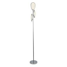 3 Light LED Floor Lamp Crushed Ice Effect Shade/Polished Chrome Finish