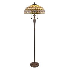 Ashtead 2 Light E27 Dark Bronze Floor Lamp C/W Tiffany Shade