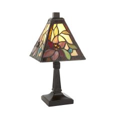 Lbloocharleston 1 Light E14  Matt Black Mini Table Lamp With Inline Switch C/W Brontel Design Tiffany Shade