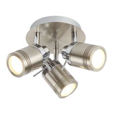 Samson 3 Light GU10 Satin Silver Bathroom IP44 Adjustable Spotlight