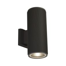 Single Outdoor Up/Down Wall Light Black/Clear Glass Finish