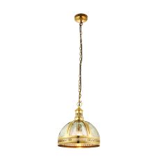 Vienna 1 Light E27 Solid Brass Adjustable Half Domes Pendant With Mercury Glass