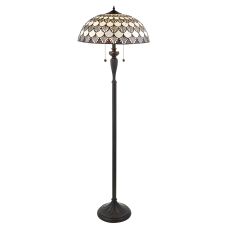 Missori 2 Light E27 Dark Bronze Floor Lamp With Lampholder Pull Cord Switch C/W Brown Tiffany Shade