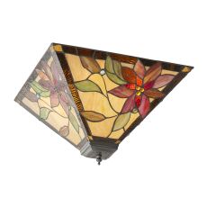 Lbloocharleston 2 Light E27 Dark Bronze Medium Flush Fitting C/W Brontel Design Square Tiffany Shade