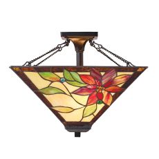 Lbloocharleston 2 Light E27 Dark Bronze Medium Semi Flush Fitting C/W Bold Brontel Design Tiffany Shade