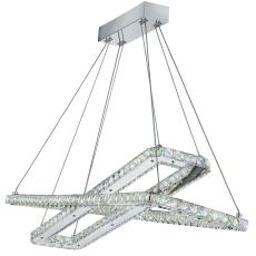 Clover - LED Ceiling (2 X Rectangle), Chrome, Clear Crystal Glass