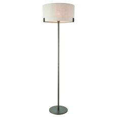 Hayfield 1 Light E27 Brushed Bronze Floor Lamp With Switch C/W Natural Linen Fabric Shade