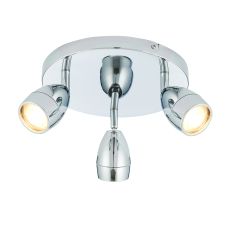 Porto 3 Light GU10 Polished Chrome IP44 Bathroom Ceiling Light