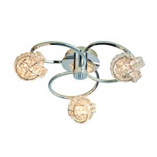 Talisbon 3 Light G9 Polished Chrome Semi Flush Fitting With Clusters Of  Inter-Linked Clear Glass Crystals