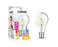 (Pack Of 5) Value Classic LED GLS B22d 8W Warm White 2700K, 806lm, Clear Finish