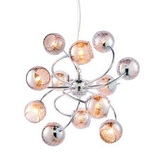 Aerith 12 Light G9 Polished Chrome Adjustable Pendant With Smoked Mirror Glass With Internal Wire Mesh