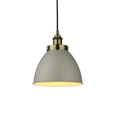 Franklin 1 Light E27 Antique Brass Adjustable Pendant With 235mm Vintage Stone Colour Paint Shade