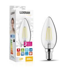 (Pack Of 3) Value Classic LED Candle E14 Dimmable 5.5W 2700K Warm White, 600lm, Clear Finish, 3yrs Warranty