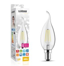(Pack Of 5) Value Classic LED Candle Tip E14 4W Warm White 2700K, 470lm, Clear Finish