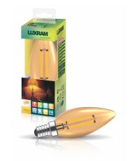(Pack Of 3) Value Vintage LED Candle E14 4W 2200K, 330lm, Gold Glass