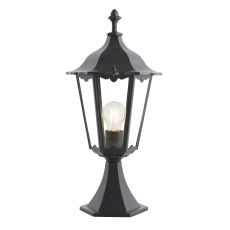 Burfold 1 Light E27 Matt Black Die Cast IP44 Outdoor Post Top Lantern Light With Clear Glass Panels