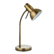 Amalfi 1 Light GU10 Antique Brass Reading Task Table Lamp With Adjustable Head & USB Socket