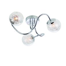 Auria 3 Light G9 Polished Chrome Semi Flush Ceiling Light With Loop Arms C/W Clear Glass & Chrome Wire