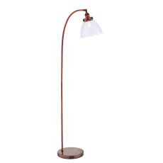 Hansen 1 Light E27 Aged Copper Adjustable Floor Lamp With Inline Foot Switch C/W Clear Glass Shade