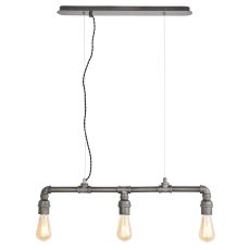 Pipe 3 Light E27 Aged Pewter Finish Adjustable Pendant In An Industrial Look
