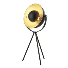 Blink 1 Light Tripod Table Lamp, Matt Black With Gold Shade Interior